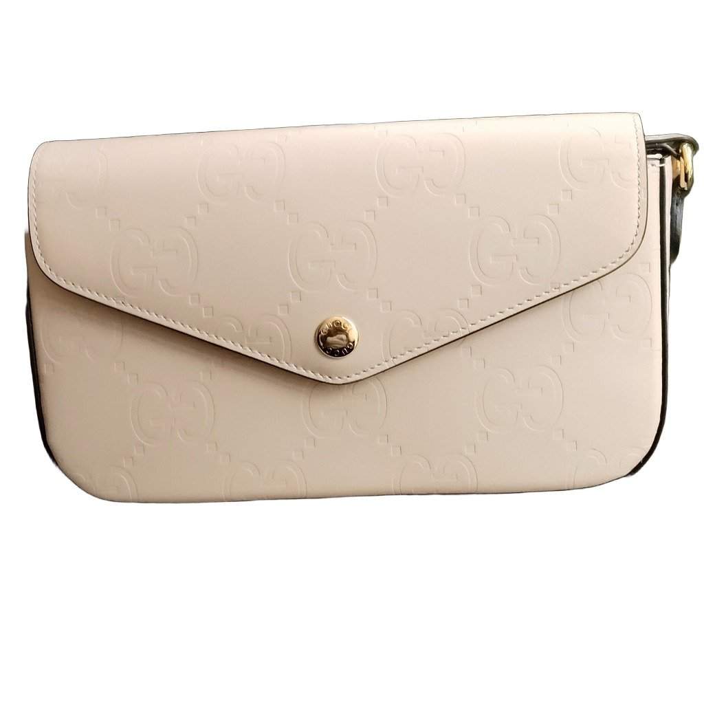 Gucci GG Super Mini Beige Leather Never worn - Front View