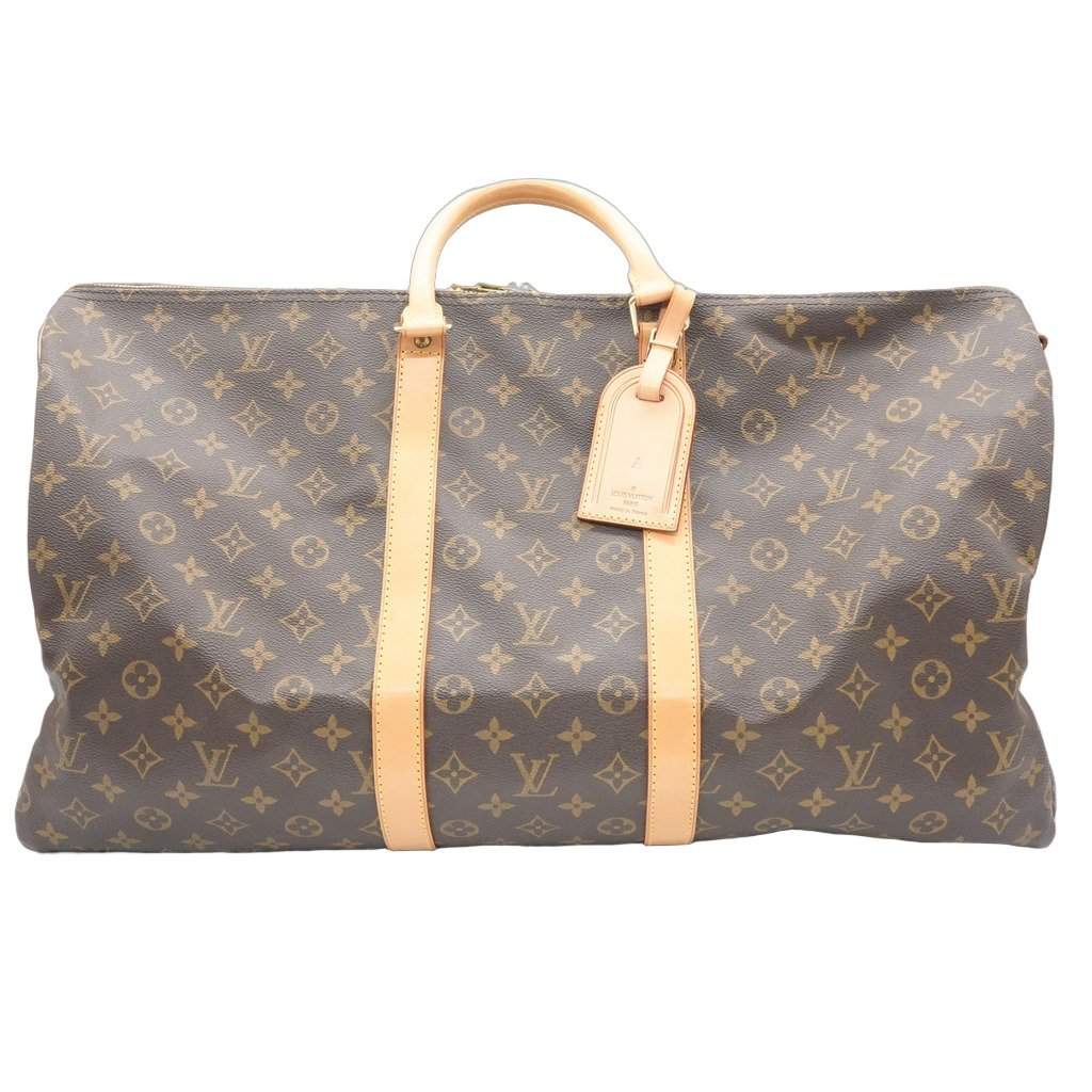 Louis Vuitton Keepall Bandouliere 55 Brown Canvas Good - Front View