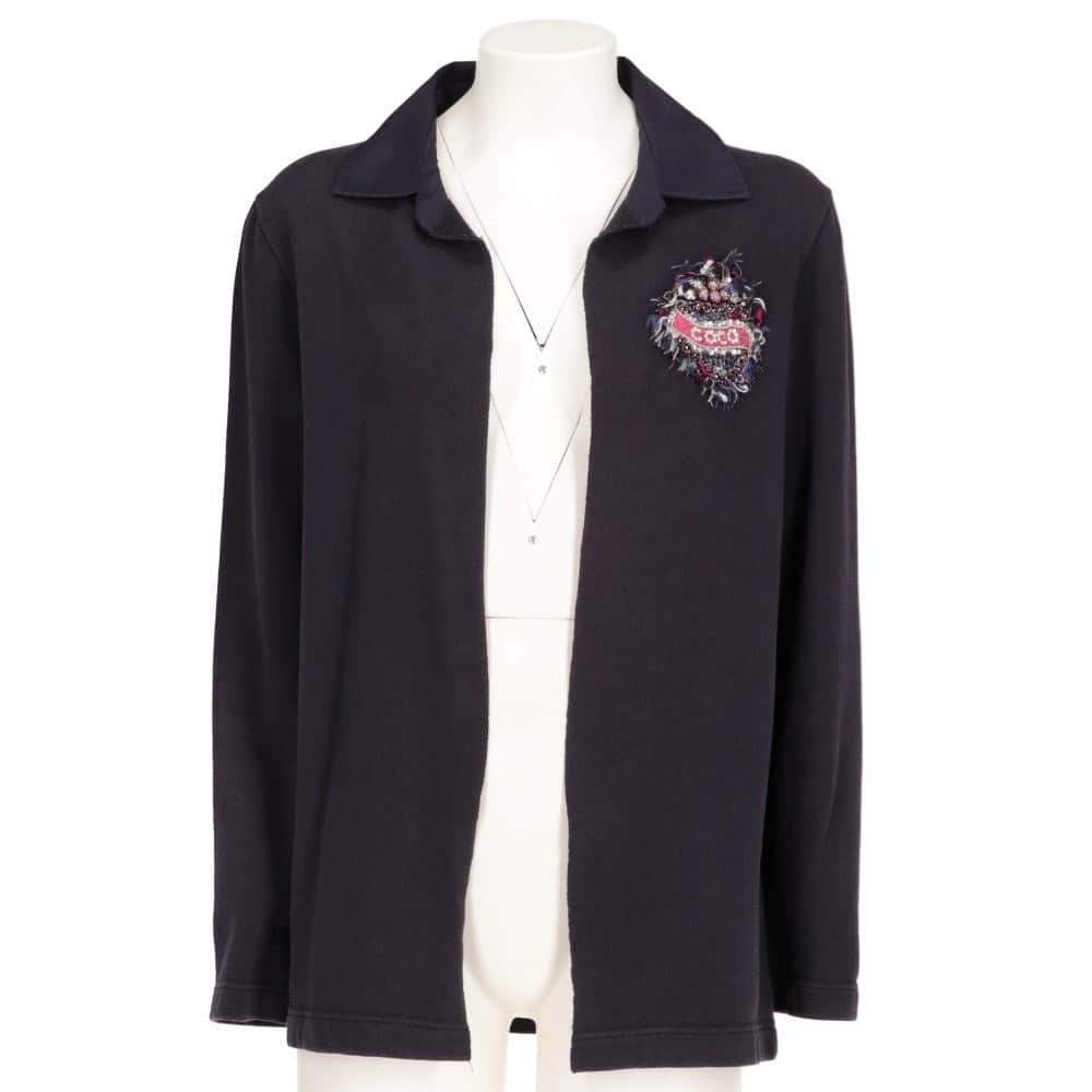 Chanel Navy Blue Cotton Cardigan - 2000s Navy Cotton Good - Front View