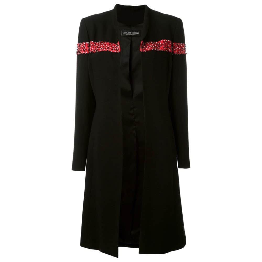 Unsigned Wool Open Coat - '90s Black Wool Good - Front View