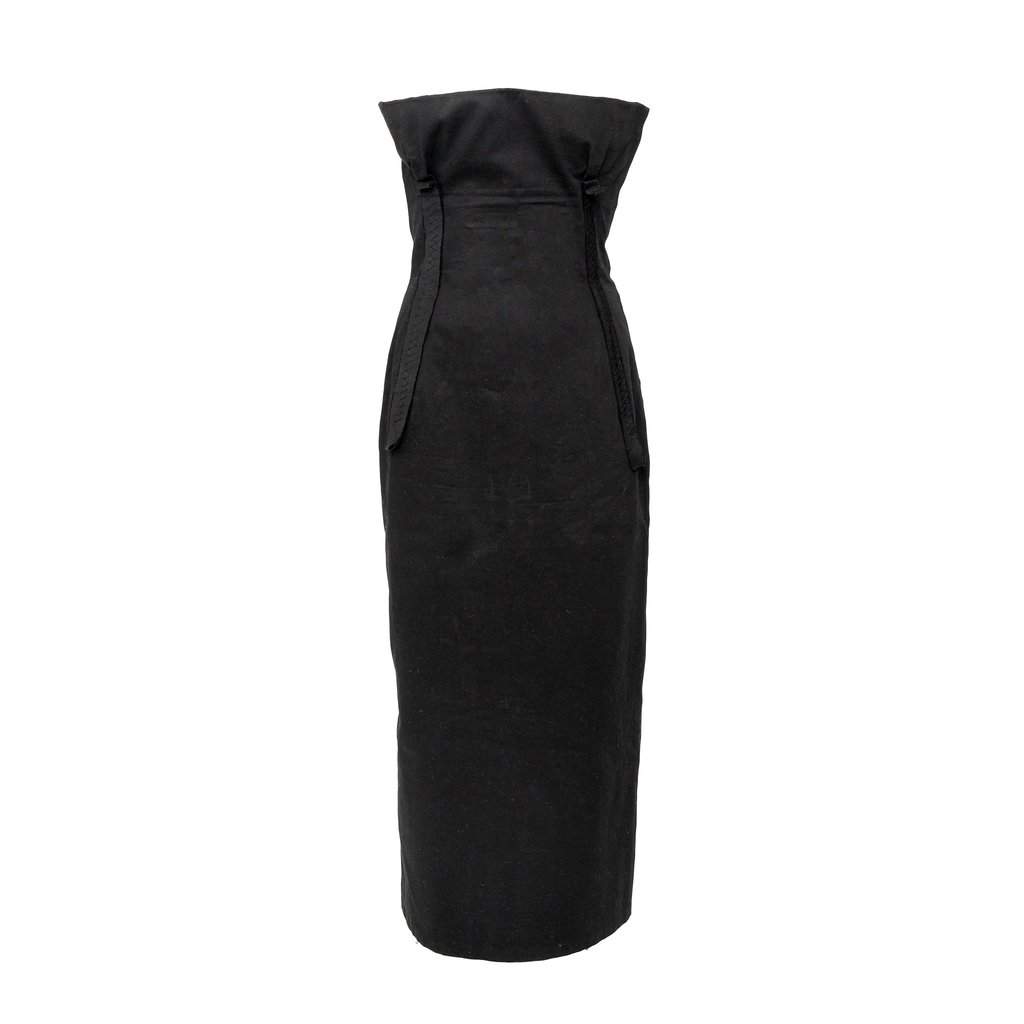 Yohji Yamamoto Strapless Dress - '90s MultiColor Cotton Good - Front View