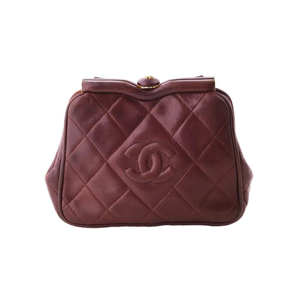Chanel quilted CC belt bag - '90s Brown Leather Good - Front View