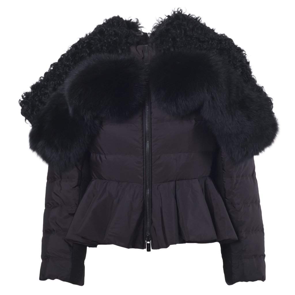 Miu Miu Down Puffer Jacket - '10s Black Shearling Good - Front View
