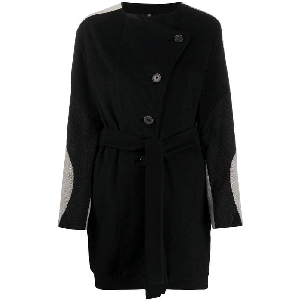 Helmut Lang Black Wool Coat - 2000s Black Wool Good - Front View