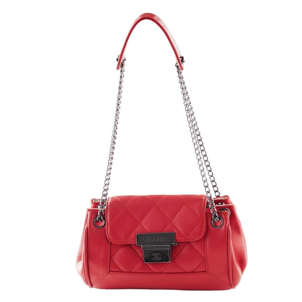 Chanel Mini Accordion Flap Bag in Red Caviar Leather - '00s