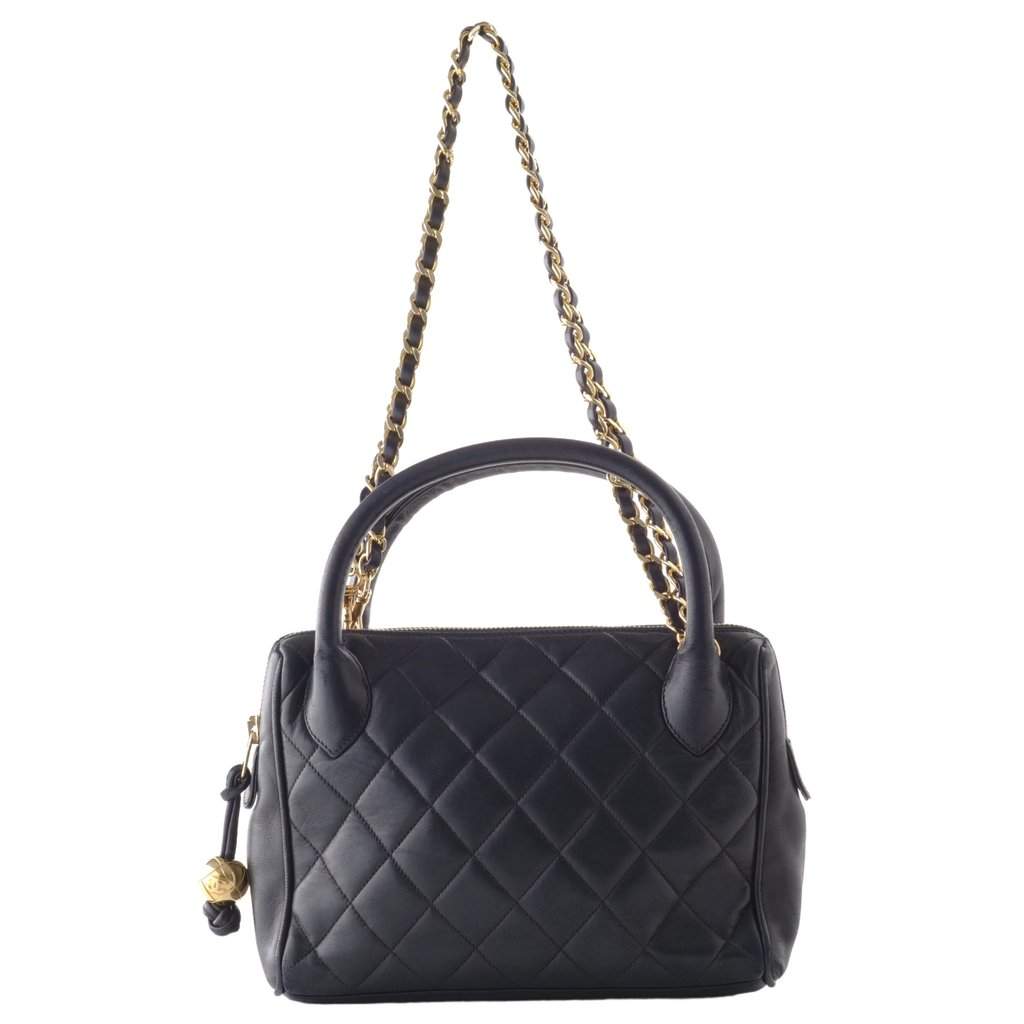 Chanel black lambskin top handle bag - '90s Black Mini Leath