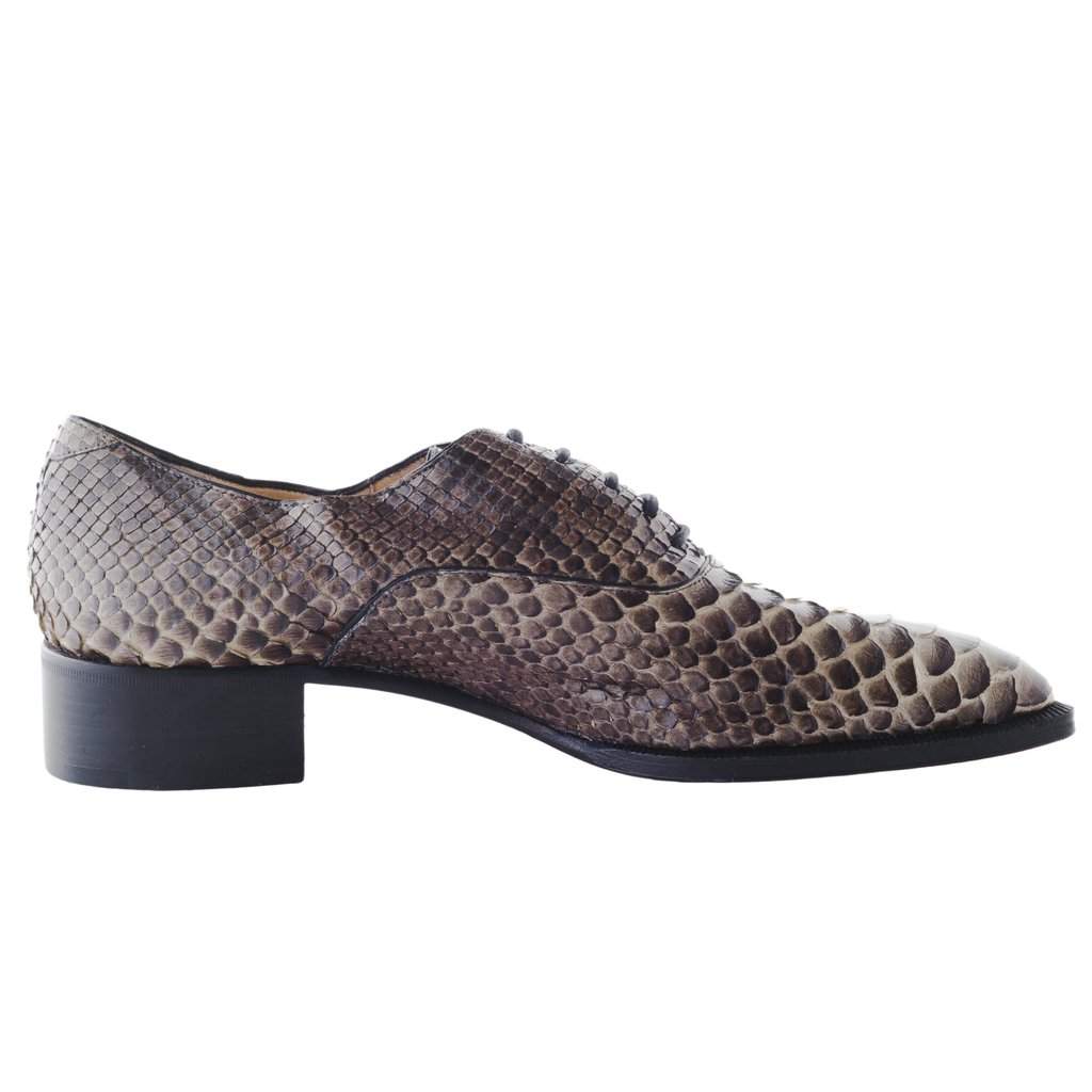 Christian Louboutin Louboutin Pointed-Toe Python Loafers - '10s Red Leather Good - Front View