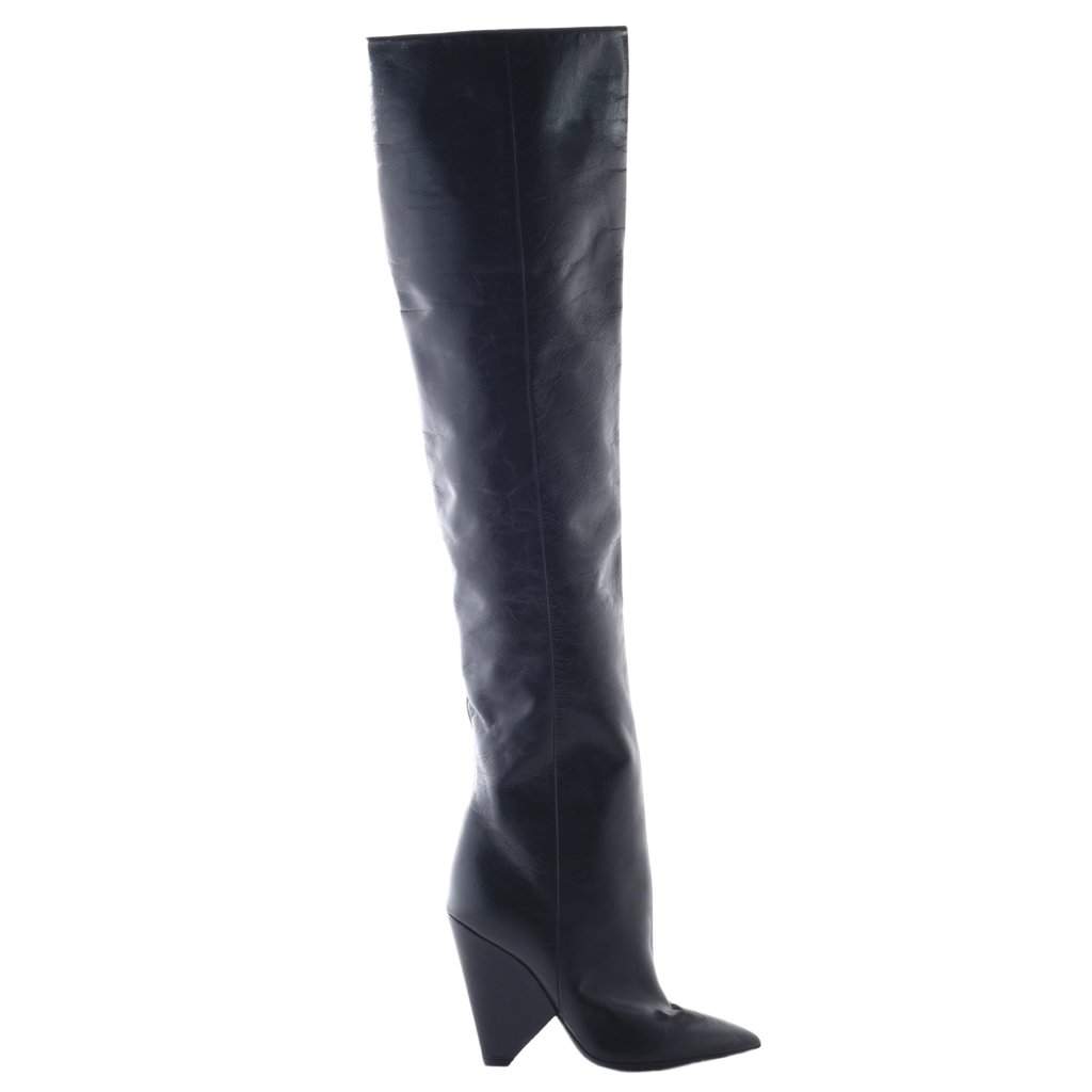 Saint Laurent Paris Saint Laurent Niki knee-high leather boots - '20s Black Leather Good - Front View
