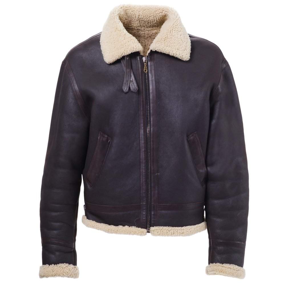 Versace Leather Shearling Jacket - '00s Brown Leather Good - Front View