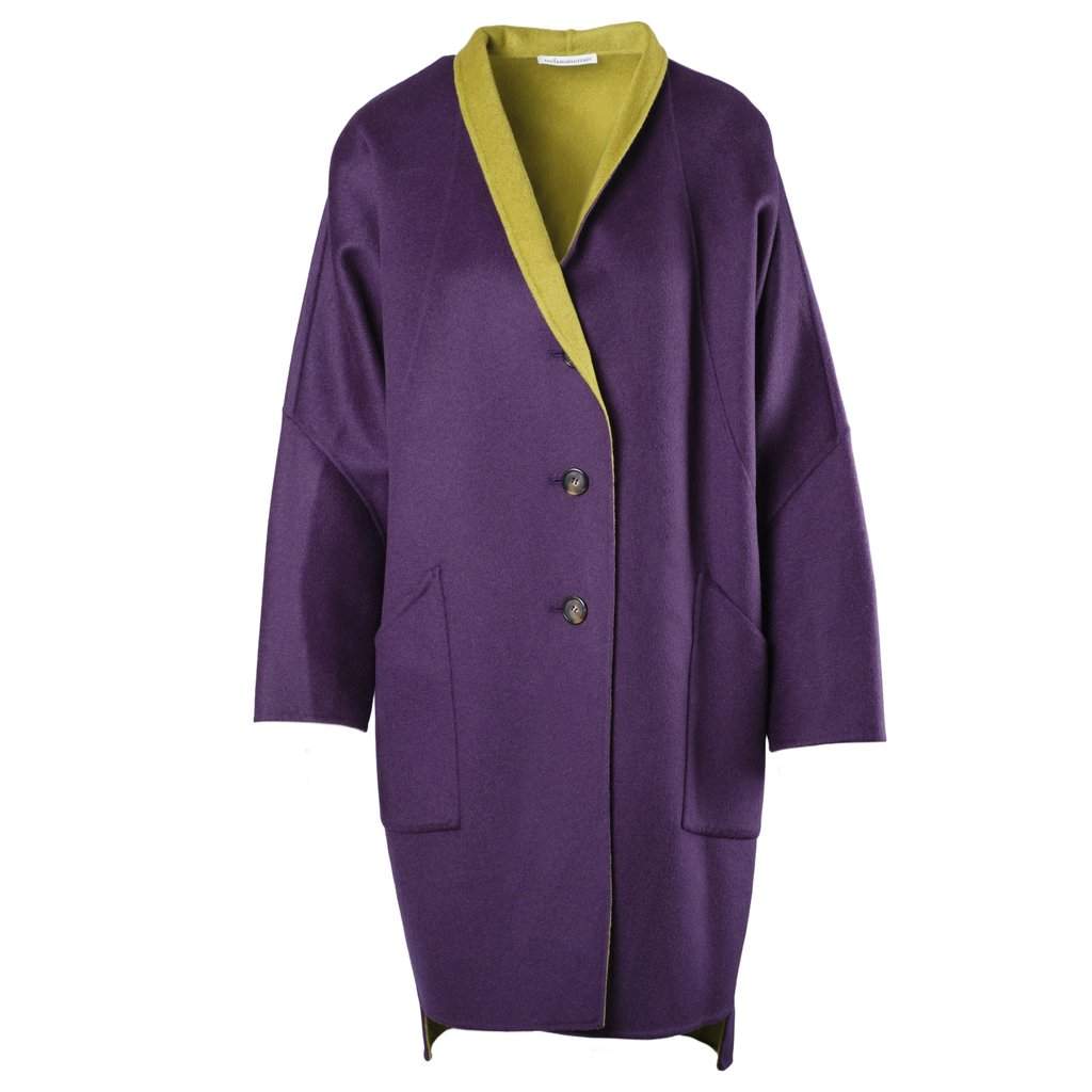 Unsigned Stefano Mortari Purple Green Coat - '00s Green Wool Good - Front View