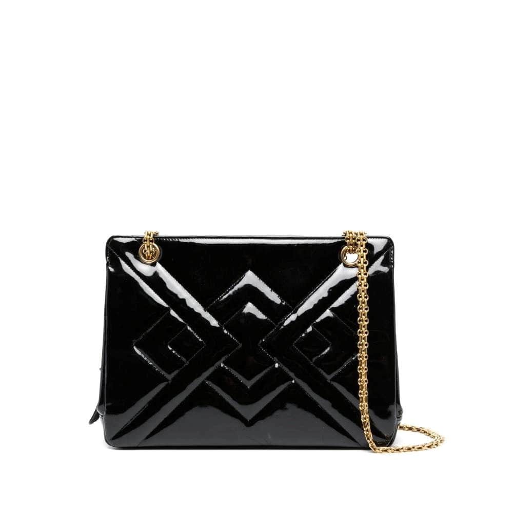 Chanel Black Patent Leather Shoulder Bag - '90s Black Small