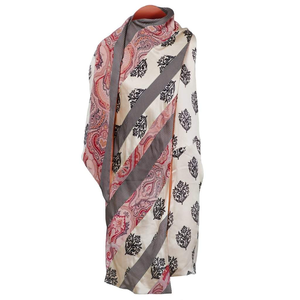 Céline Multicolor Silk Print Dress - '10s White Silk Good - Front View