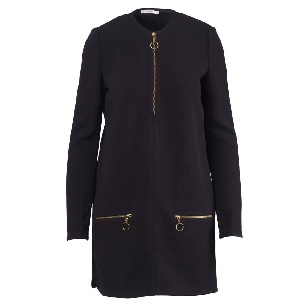 Céline Phoebe Philo Crêpe Zip Shift Dress- '10s White Good - Front View