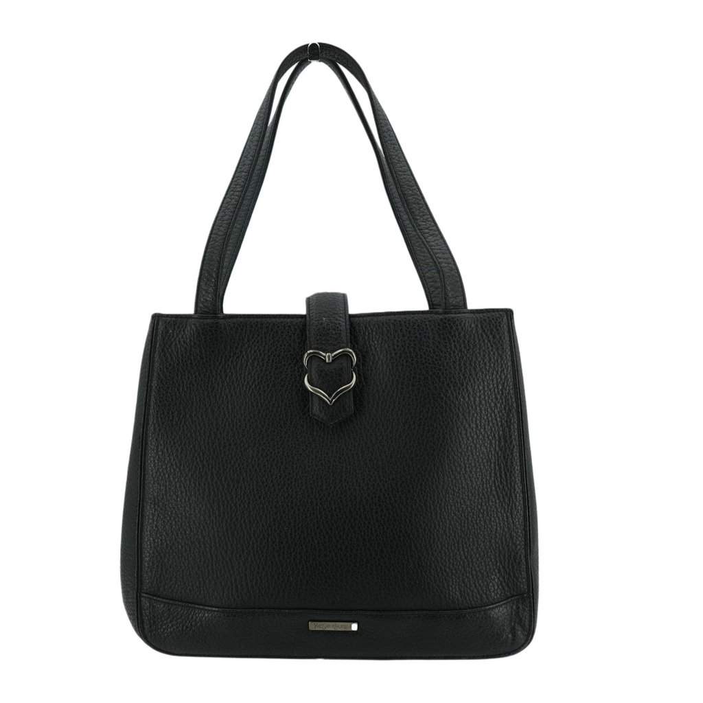 Yves Saint Laurent Tote Bag Vintage Heart Tote Black Leather Good - Front View