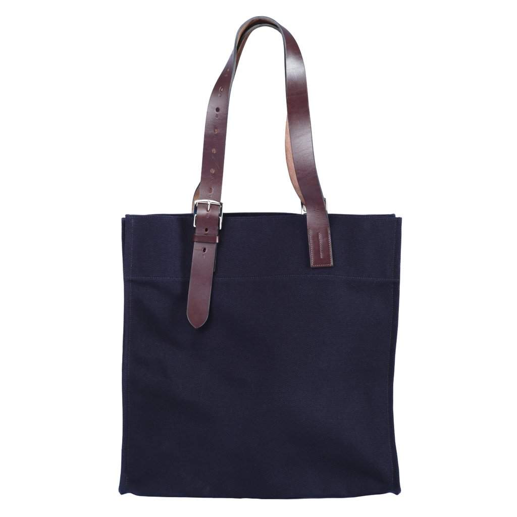 Hermès Toile Etrivière Shopping Tote - '10s Blue Canvas Good - Front View