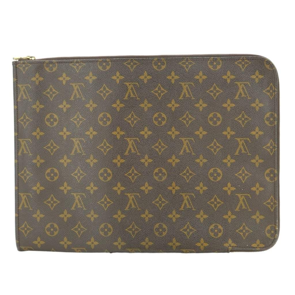 Louis Vuitton Briefcase Vintage Poche Documents Brown Canvas Good - Front View