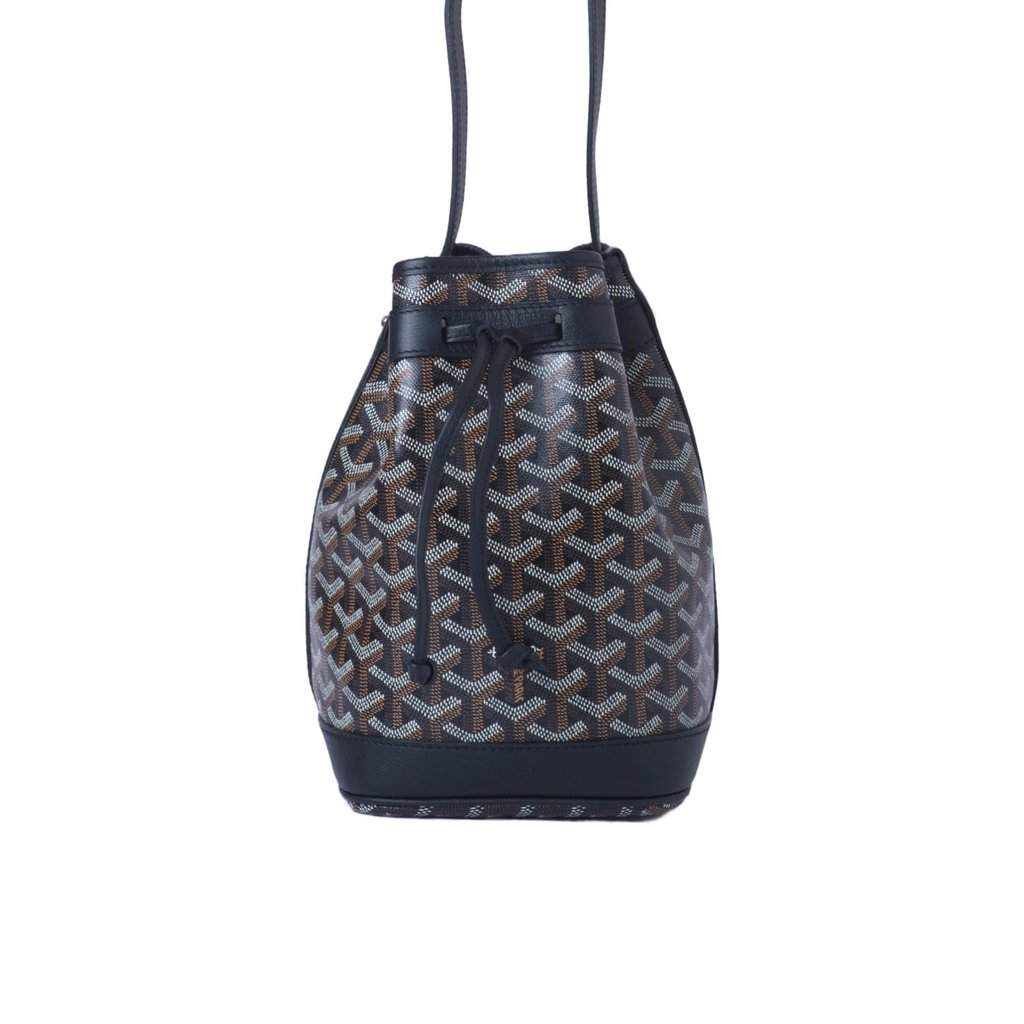 Goyard Goyardine Petit Flot Bucket Bag PM - '10s Black Canvas Good - Front View