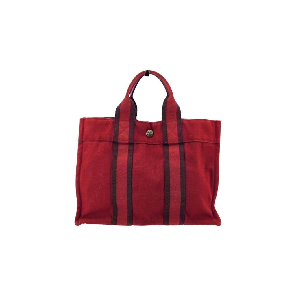 Hermes Tote Bag Vintage Fourre-Tout Red Cotton Good - Front View