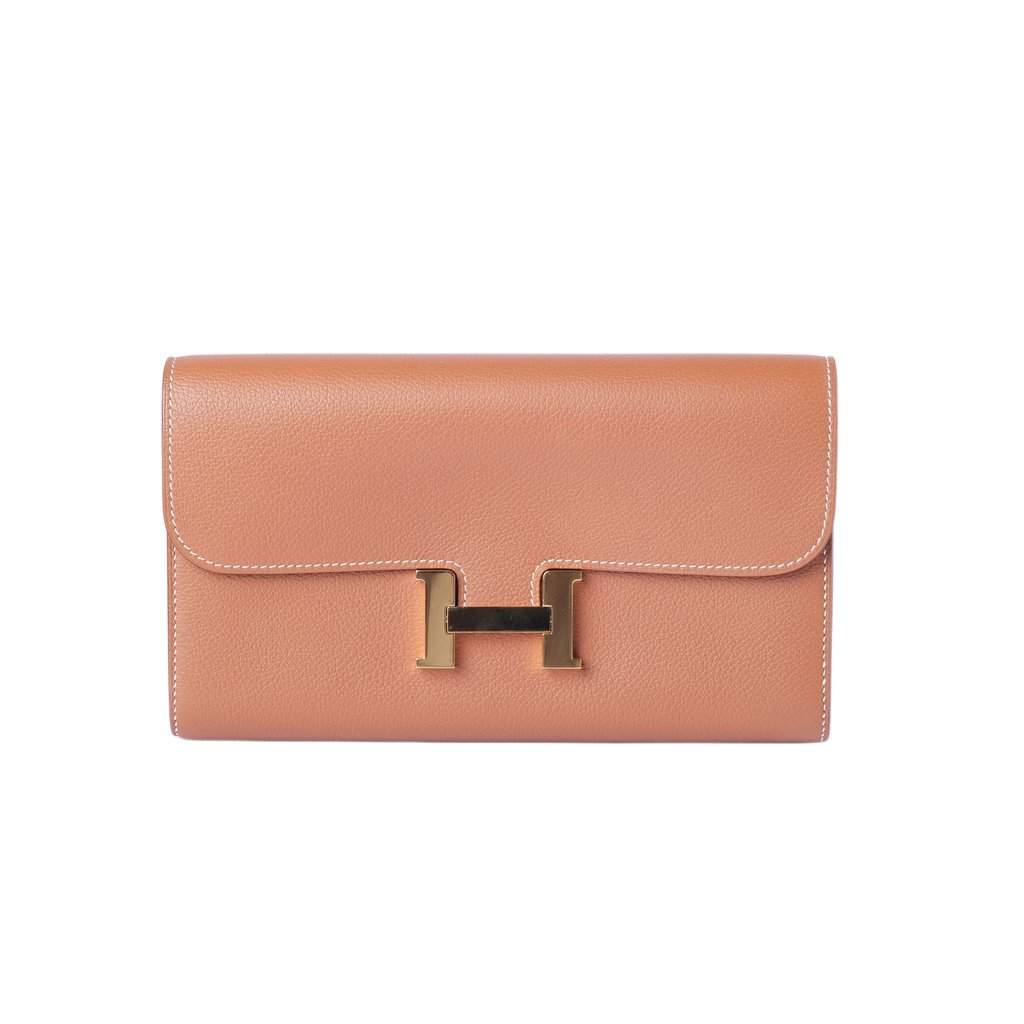 Hermès Constance To Go Wallet in Gold Epsom Leather with Gold Hardware - '20s MultiColor Leather Good - Front View