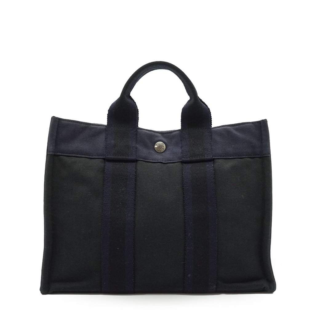 Hermes Handbag Vintage Fourre-Tout Navy Canvas Good - Front View