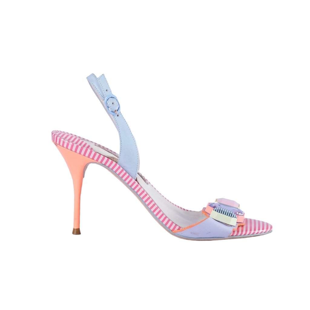Unsigned Sophia Webster Jemima Crystal Pastel Slingback Sandals - '10s Pink Leather Good - Front View