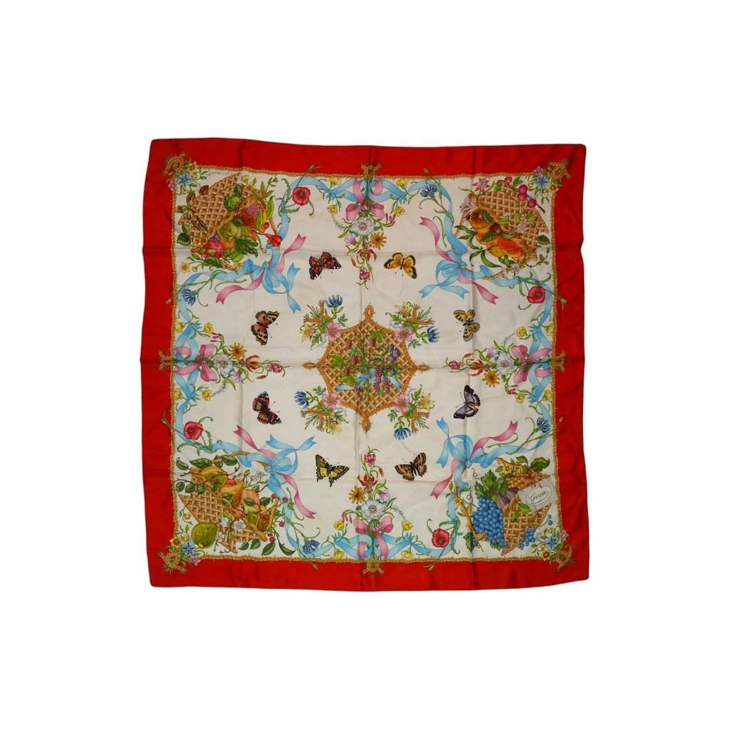 Gucci Scarf Beige Silk Good - Front View
