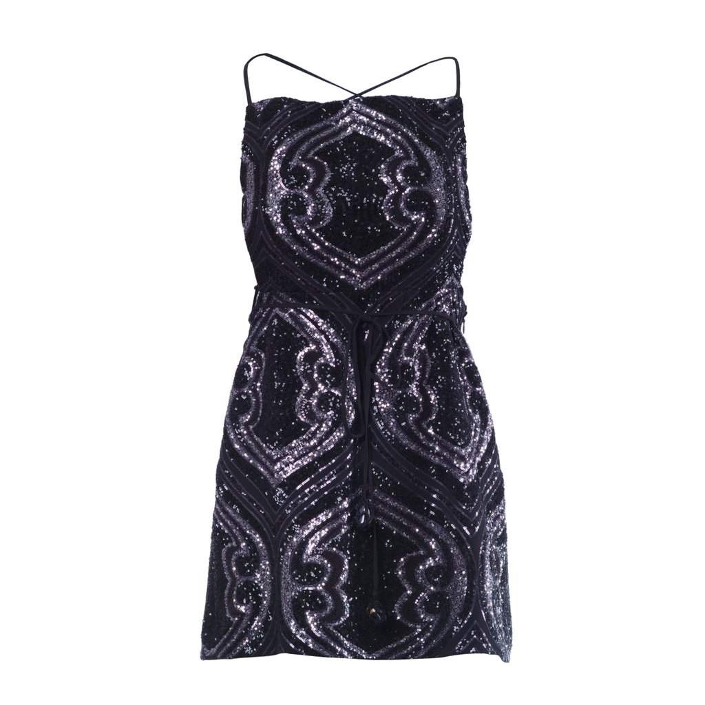 Etro Sequin Embellished Mini Dress - '20s Black Good - Front View