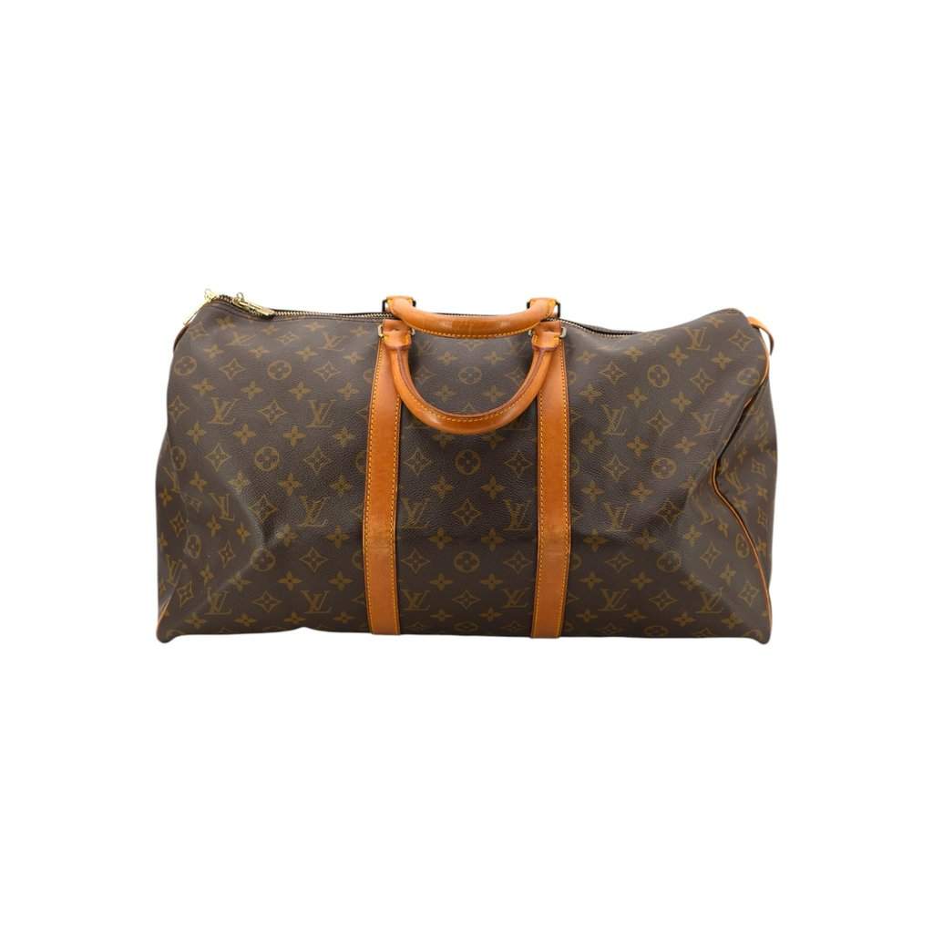 Louis Vuitton Luggage Vintage Keepall Brown Canvas Good - Front View