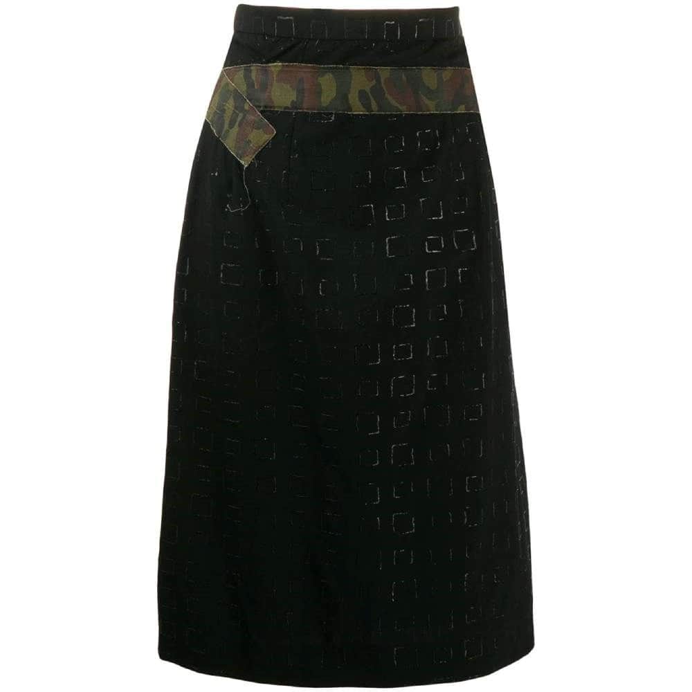 Comme des Garçons Black Wool Skirt - 2000s Black Wool Good - Front View