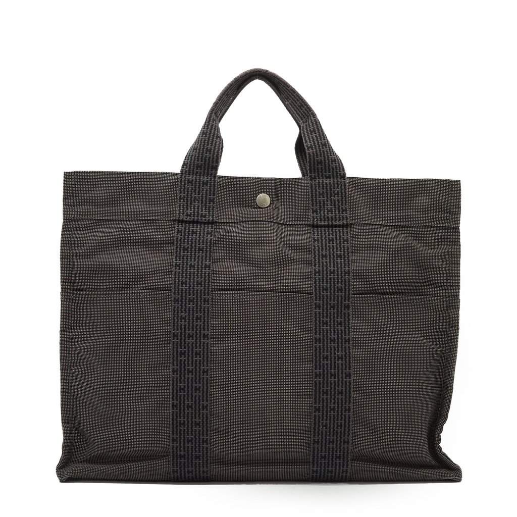 Hermes Tote Bag Herline Grey Canvas Good - Front View