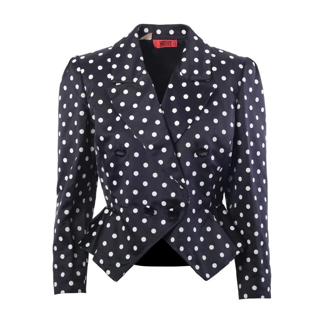 Valentino Night Polka Dot Cropped Blazer - '80s Black Good - Front View