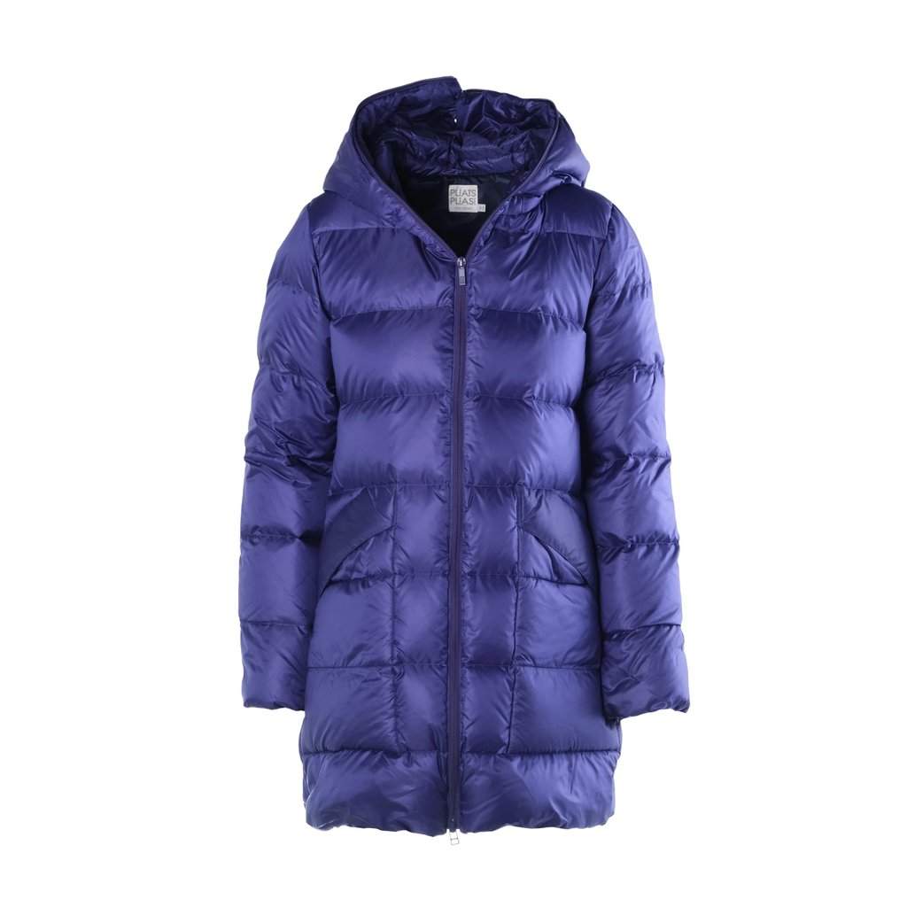 Issey Miyake Pleats Please Issey Miyake Down Jacket Blue - '00s Blue Satin Good - Front View