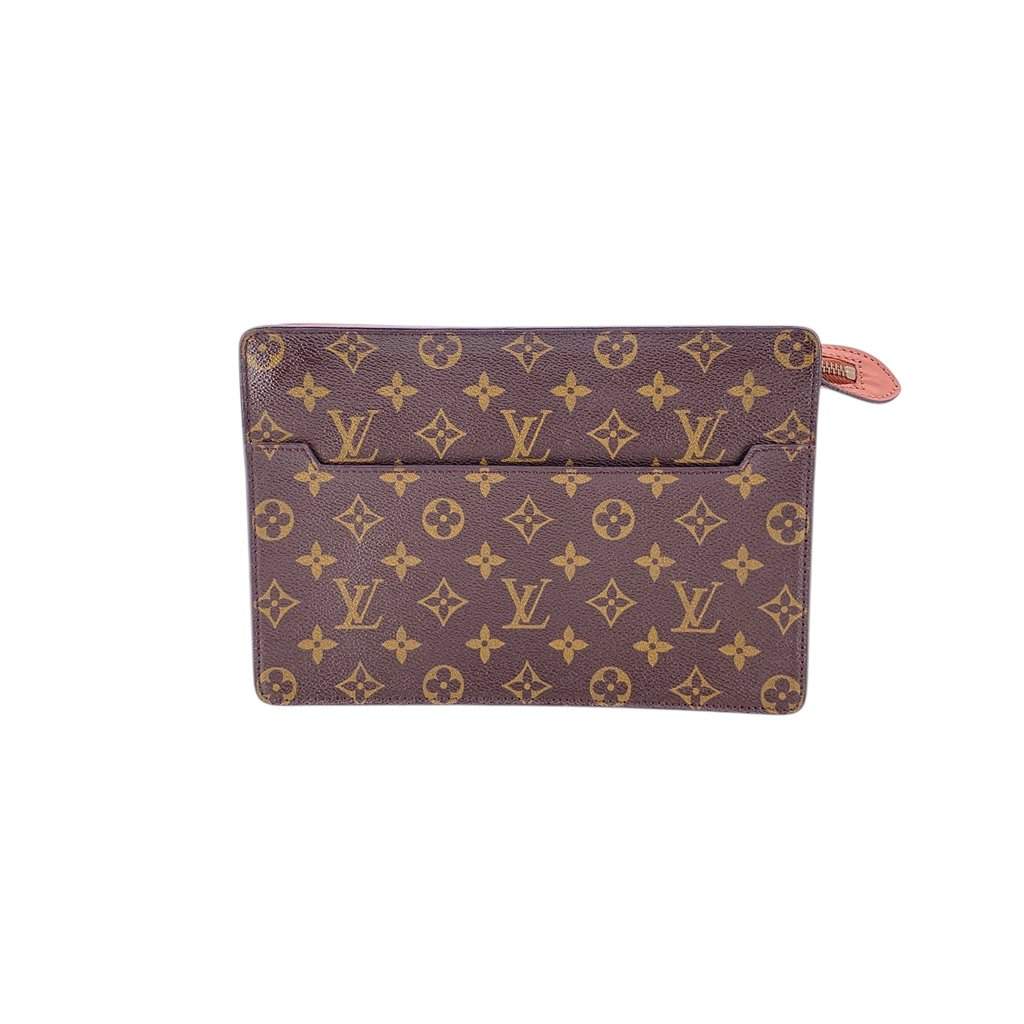 Louis Vuitton Clutch Bag Vintage Pochette Homme Brown Canvas Good - Front View