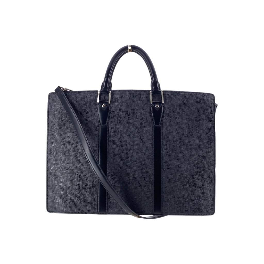 Louis Vuitton Briefcase Lozan Black Leather Good - Front View