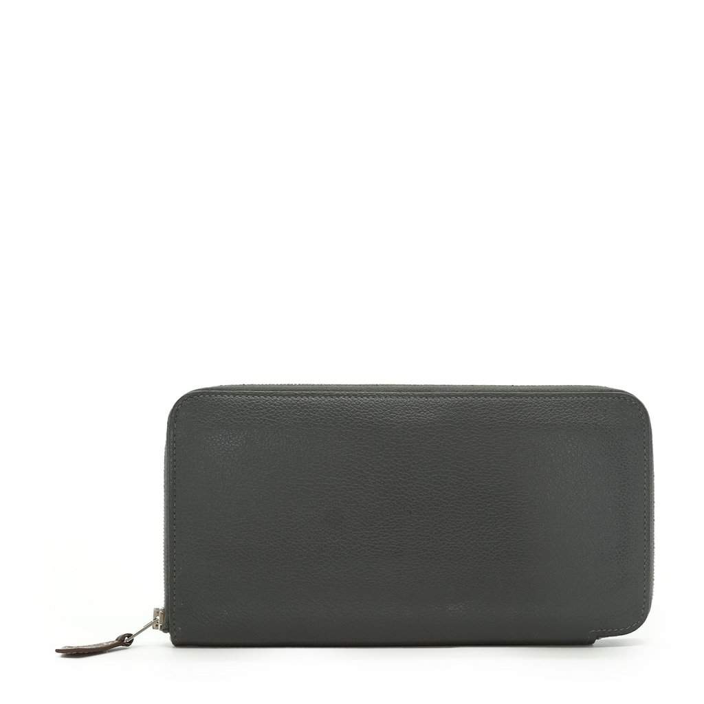 Hermes Wallet Grey Leather Good - Front View