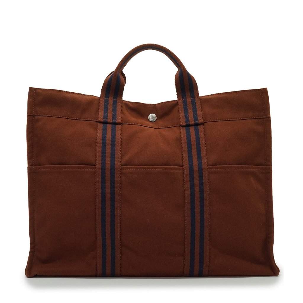 Hermes Tote Bag Fourre-Tout Brown Cotton Good - Front View