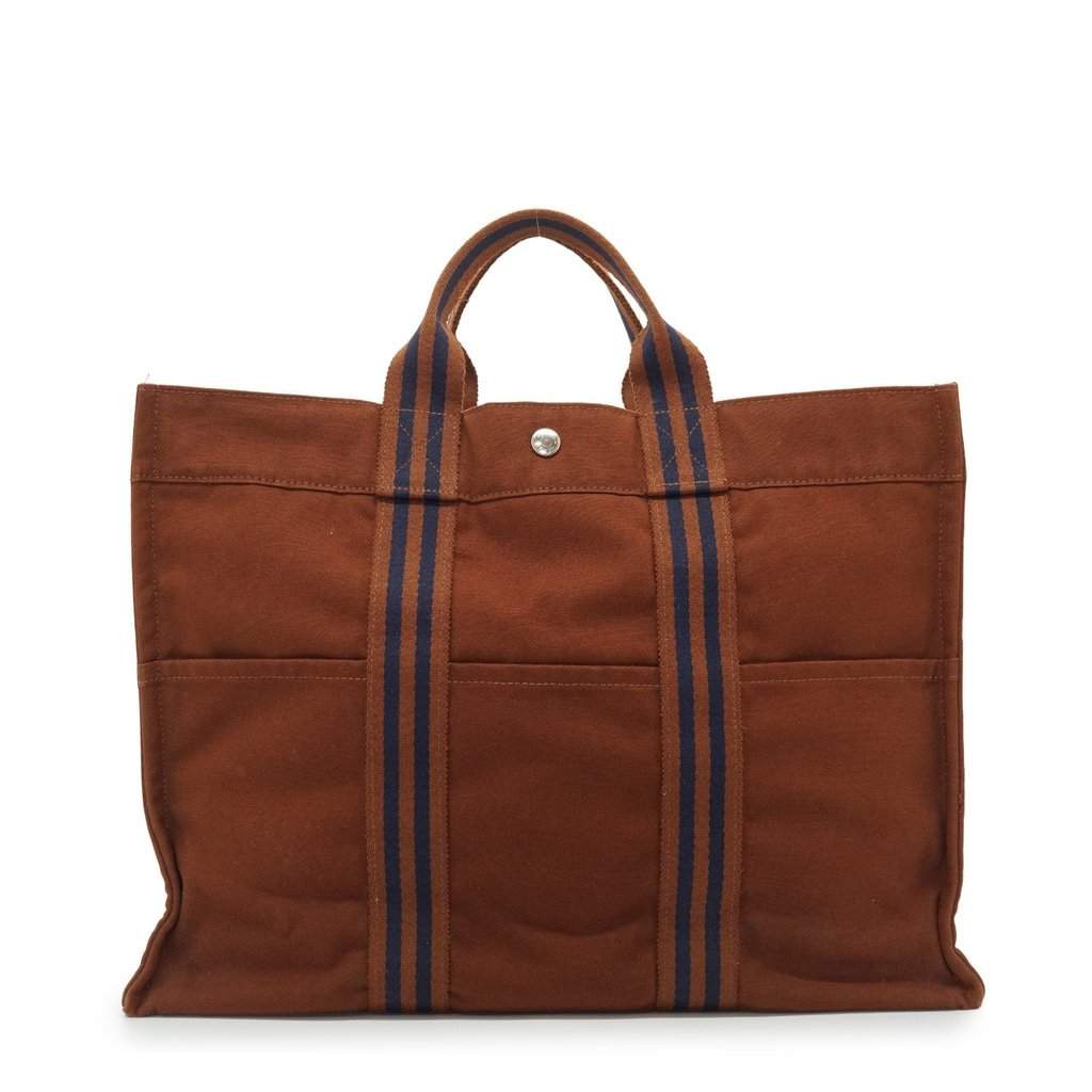 Hermes Tote Bag Fourre-Tout Brown Cotton Good - Front View