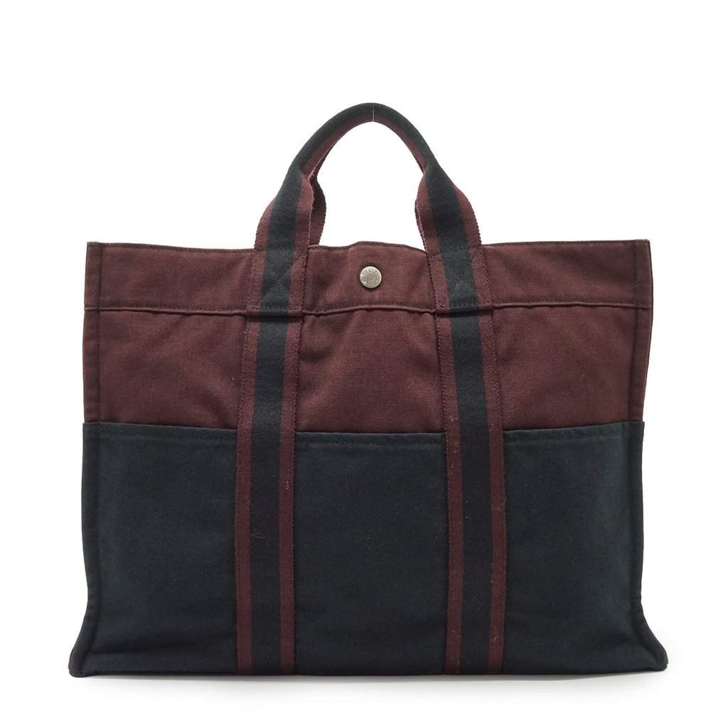 Hermes Tote Bag Fourre-Tout Burgundy Cotton Good - Front View