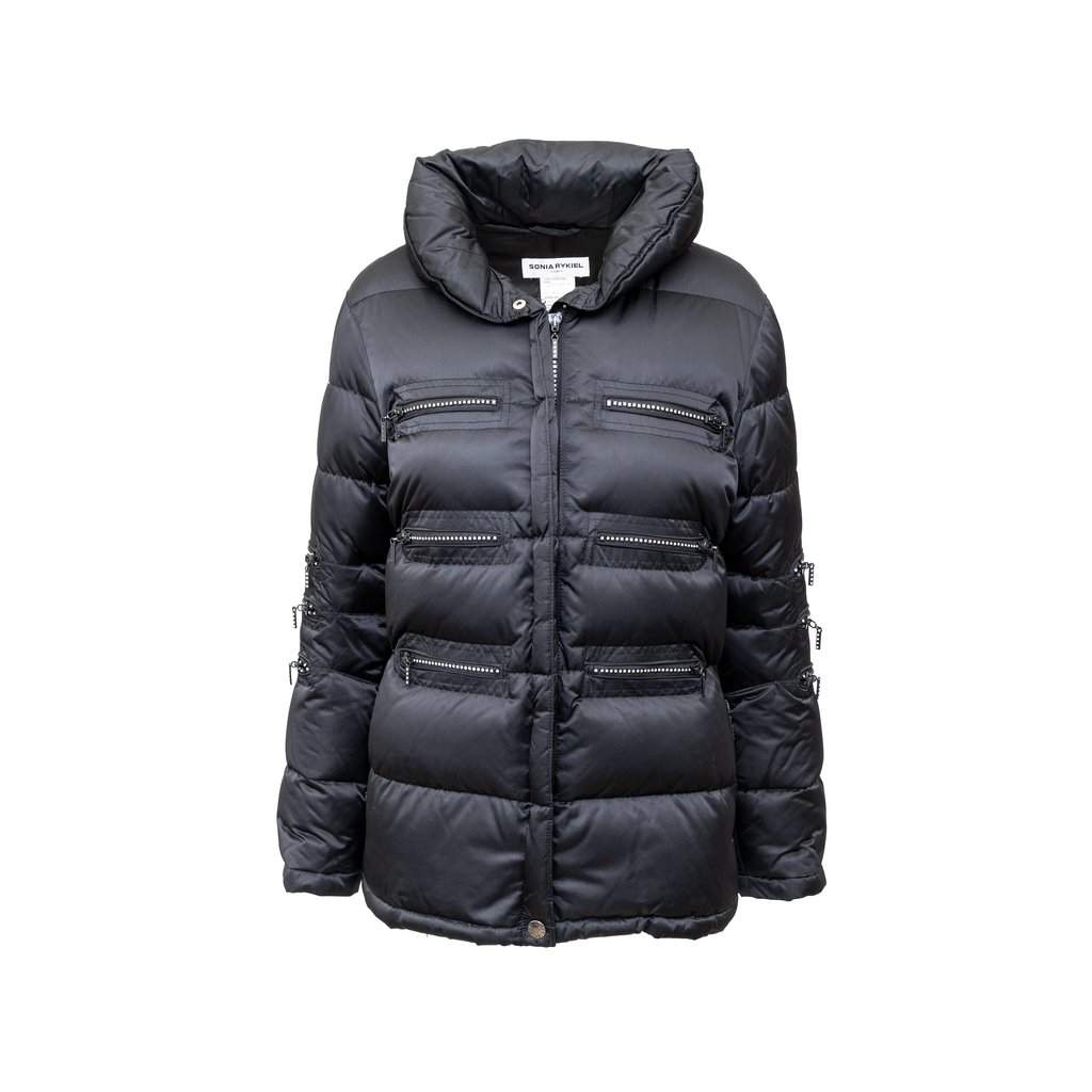 Sonia Rykiel Down Jacket With Zip - '00s Black Good - Front View