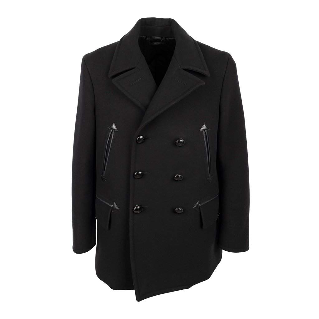 Tom Ford Double-Breasted Coat - '10s Black Leather Good - Front View
