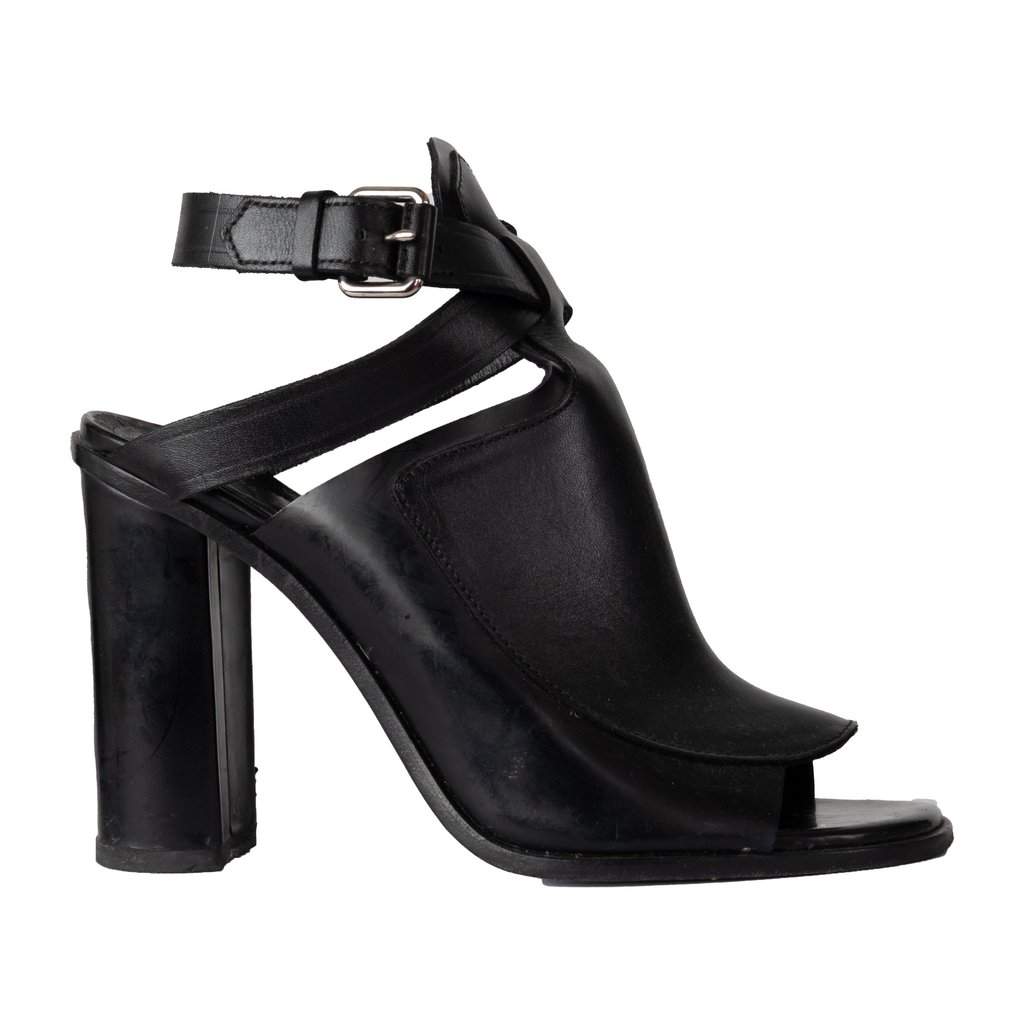 Proenza Schouler Open-toe Heel Sandals - '10s Black Leather Good - Front View