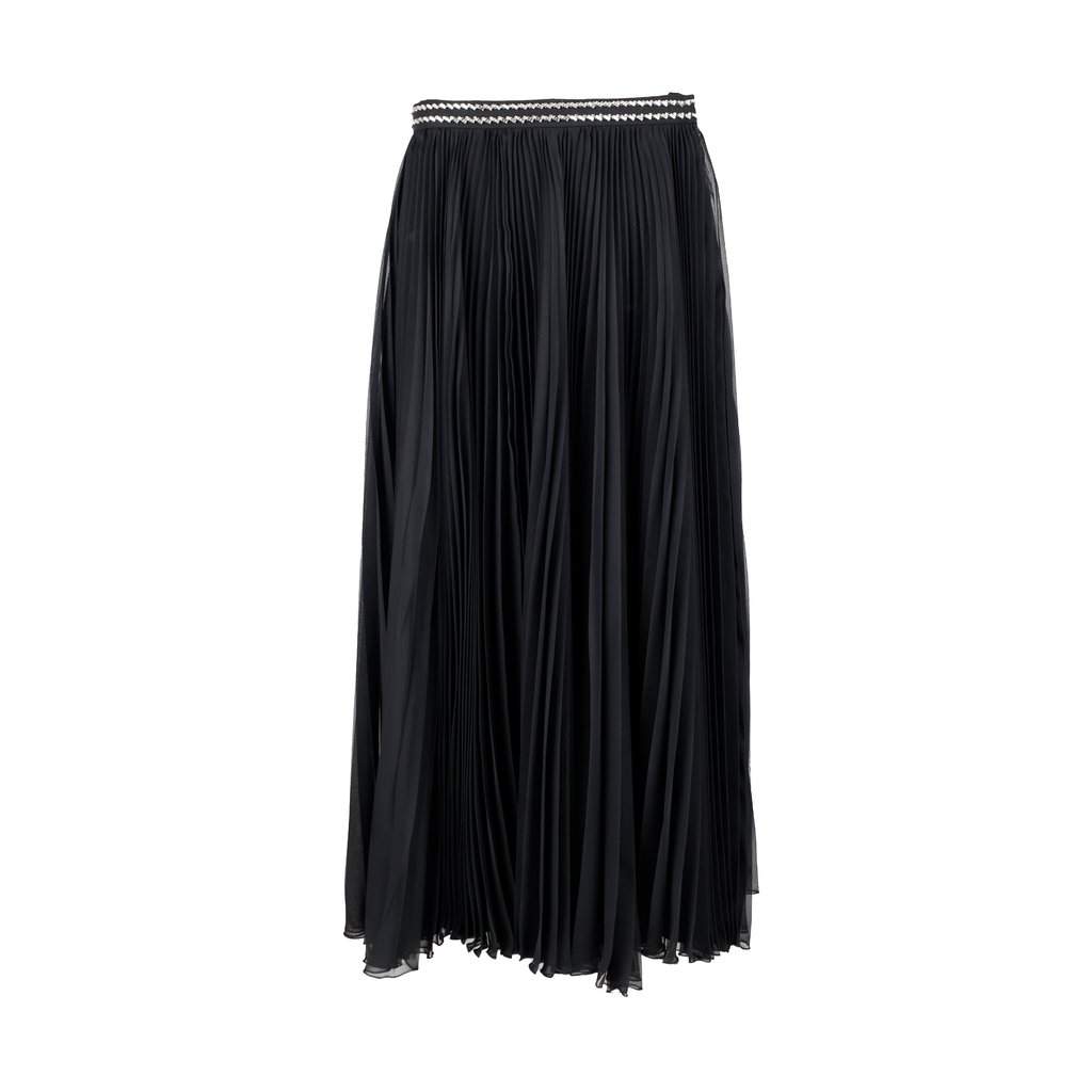 Prada Stone Embellished Pleated Skirt - '10s Black Good - Front View