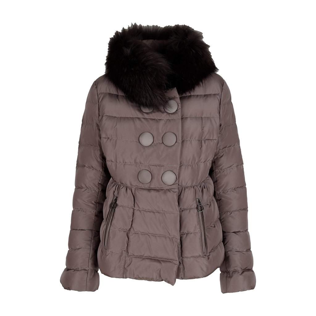 Moncler Down Jacket With Fur - '10s Brown Good - Front View