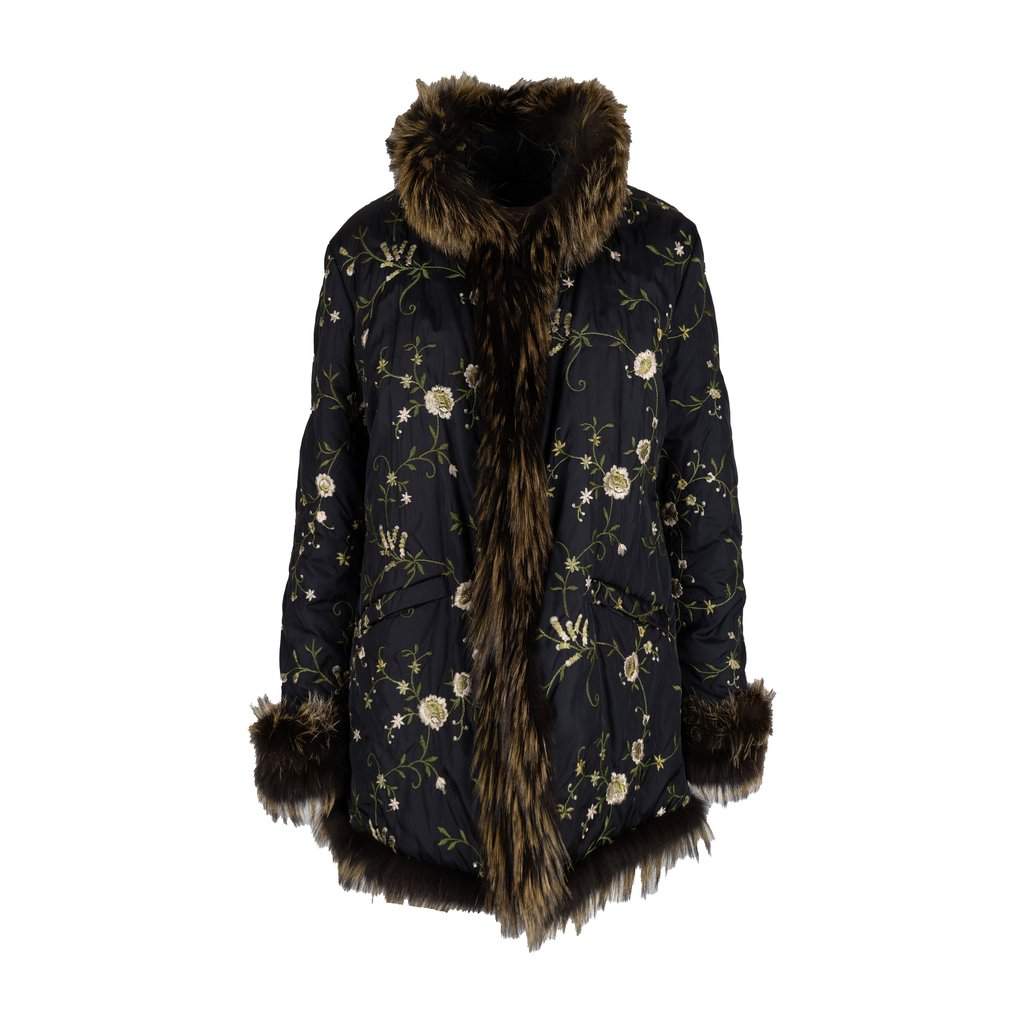 Unsigned Scervino Embroidered Jacket with Fur - '10s Red Good - Front View