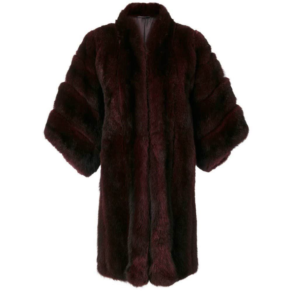 Christian Dior Burgundy Fur Coat - '80s Burgundy Good - Front View