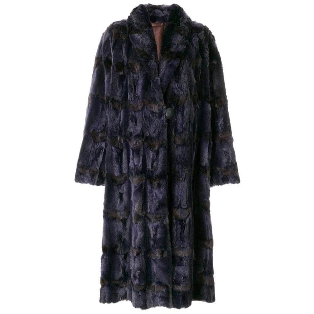 Fendi Purple Fox Fur Coat - '90s Purple Silk Good - Front View