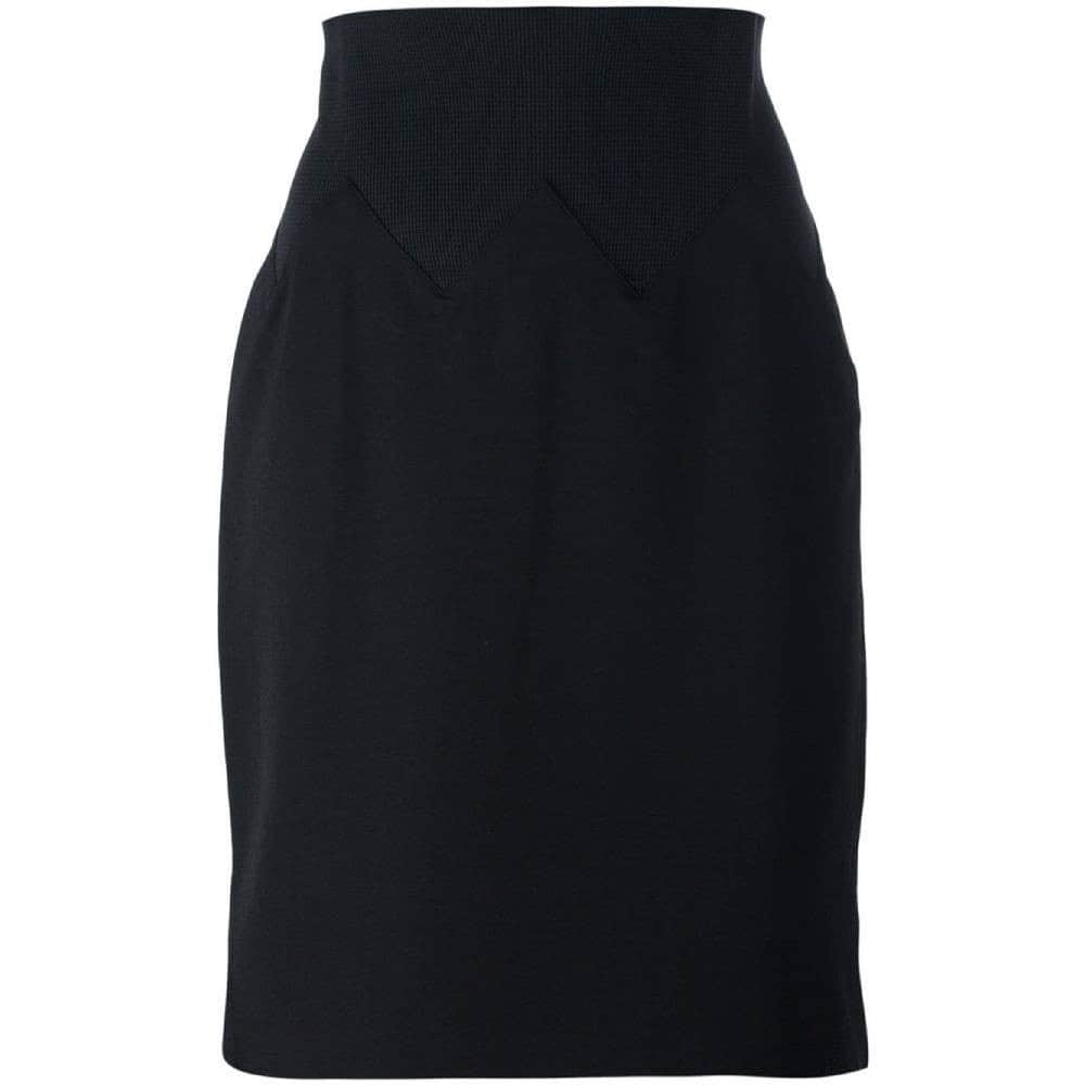 Jean Paul Gaultier Black Wool Skirt - '90s Black Wool Good - Front View