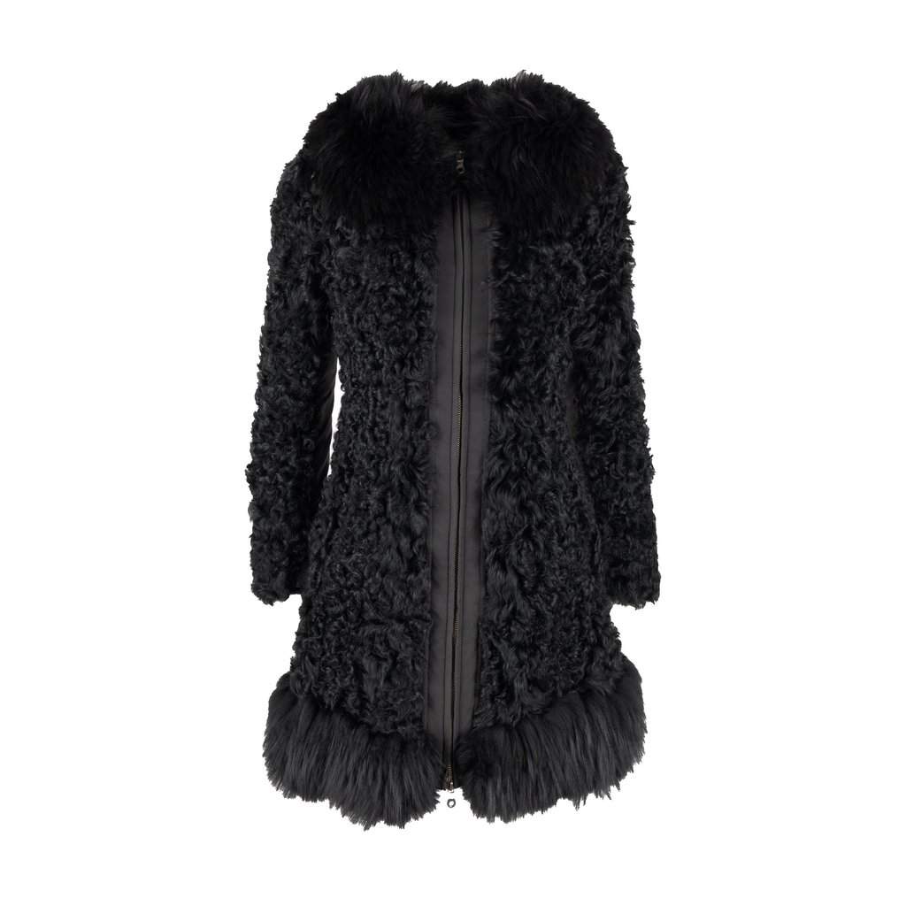 Moschino Cheap and Chic Shearling Coat with Fur - '10s Red Shearling Good - Front View