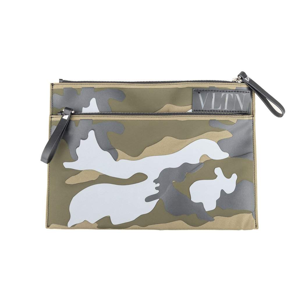 Valentino VLTN Camouflage Pouch Bag - '10s Red Good - Front View