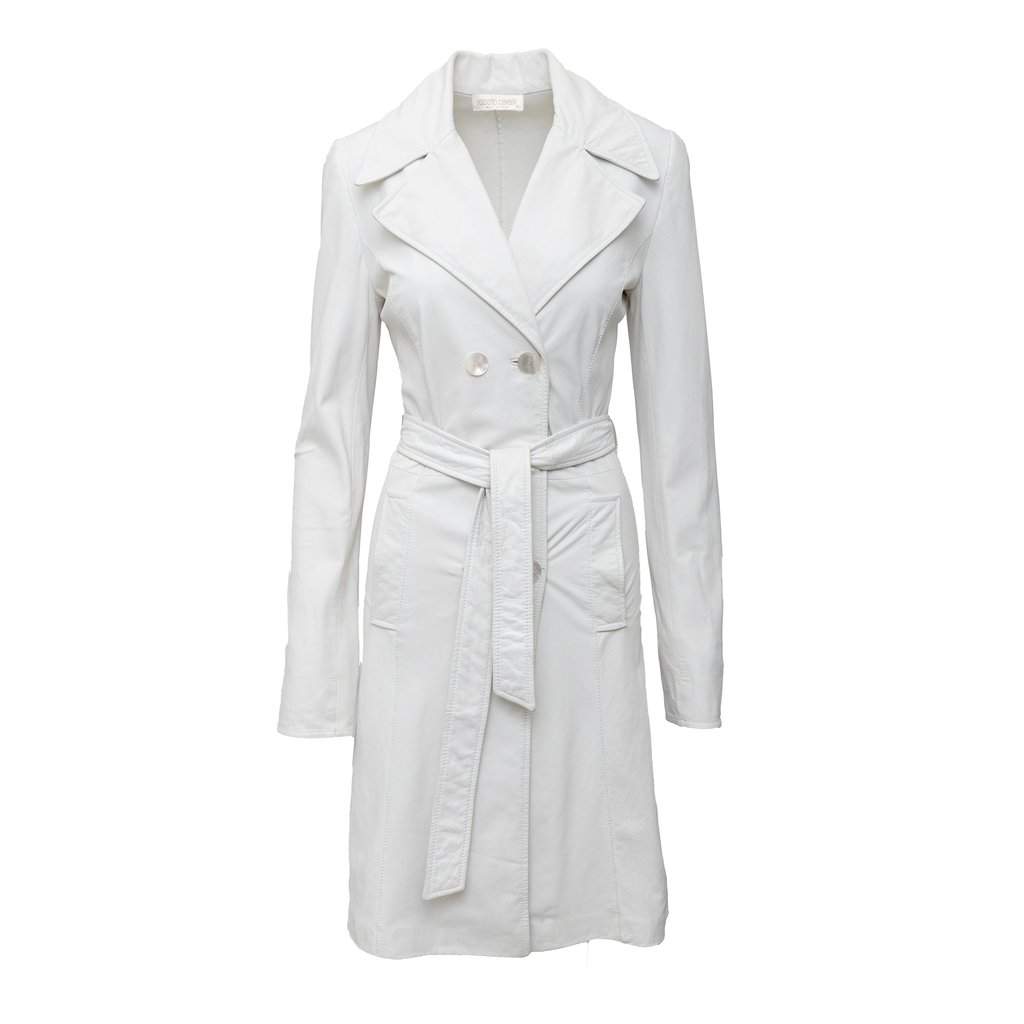 Roberto Cavalli Leather Jacket - '00s White Leather Good - Front View